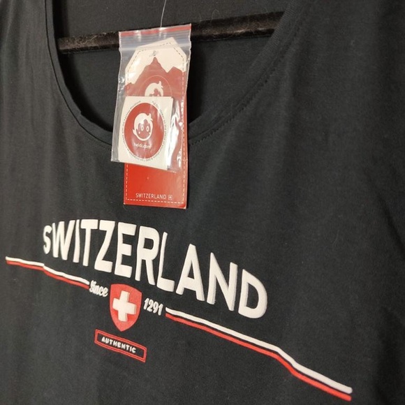 Heidi.com XXL Men’s t-shirt NWT black short sleeves front has Swiss logo. - Picture 3 of 9